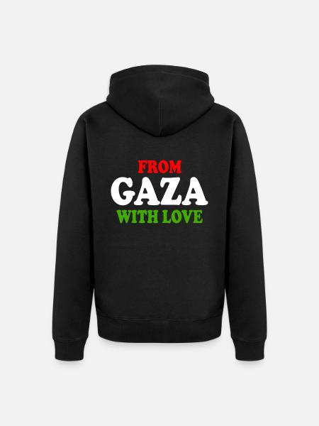 From gaza with love - Unisex Premium Organic Zip Hoodie - black