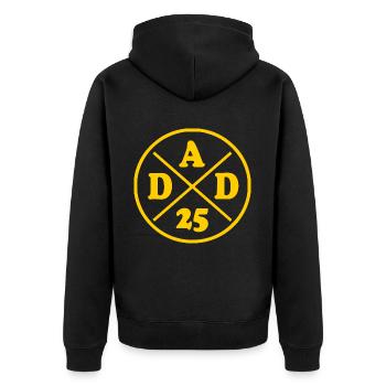 Dad 2025 - dad 25 - Unisex Premium Bio Zip Hoodie - Schwarz - Hinten - Nico (187cm)