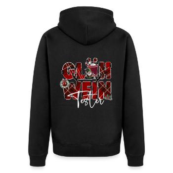Glühweintester Glühwein Grog Weihnachtsmarkt xmas - Unisex Premium Bio Zip Hoodie - Schwarz - Hinten - Nico (187cm)