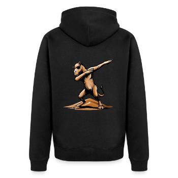 Dabbing Camel. Flair arabe dans le désert de Dubaï - Veste à capuche bio Premium Unisexe - noir - Dos - Nico (187cm)