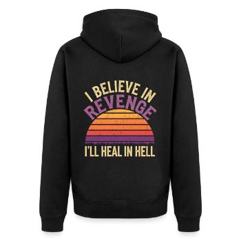 I Believe In Revenge I'll Heal In Hell 17 - Unisex Premium Bio Zip Hoodie - Schwarz - Hinten - Nico (187cm)