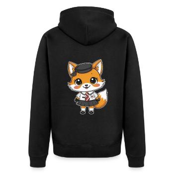 Kawaii Fuchs mit traditioneller Schuluniform - Unisex Premium Bio Zip Hoodie - Schwarz - Hinten - Nico (187cm)