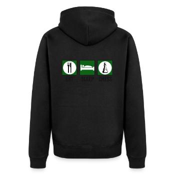 Eat Sleep Chess Schach Spruch Zitat - Unisex Premium Bio Zip Hoodie - Schwarz - Hinten - Nico (187cm)