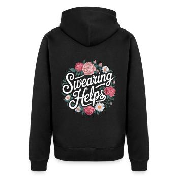 Swearing Helps 8 - Unisex Premium Bio Zip Hoodie - Schwarz - Hinten - Nico (187cm)