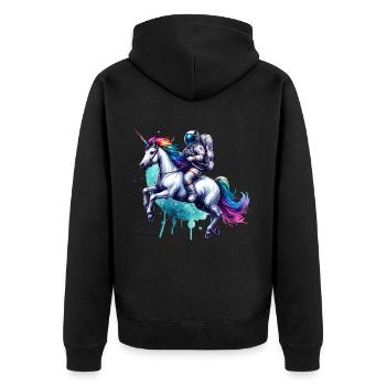 Licorne astronaute - Veste à capuche bio Premium Unisexe - noir - Dos - Nico (187cm)