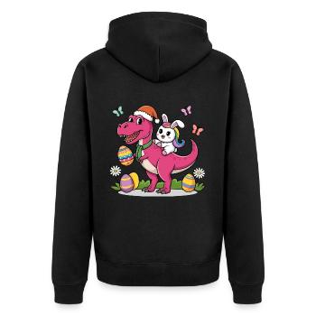 Pâques Dinosaure Oreilles de lapin Pâques - Veste à capuche bio Premium Unisexe - noir - Dos - Nico (187cm)