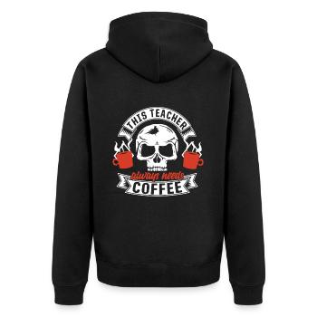 This Teacher Always Needs Coffee - Unisex Premium Organic Zip Hoodie - black - Back - Nico (187cm)