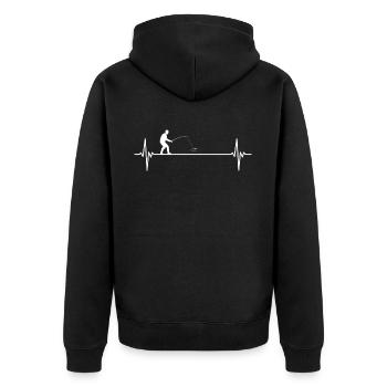 Angler heartbeat gift for fisherman Cooles Ange - Unisex Premium Organic Zip Hoodie - black - Back - Nico (187cm)