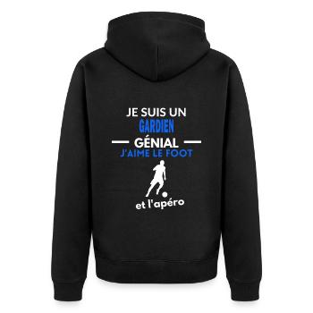 foot - phrase drôle apéro GARDIEN citation - Veste à capuche bio Premium Unisexe - noir - Dos - Nico (187cm)