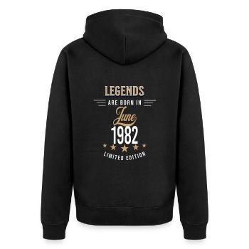 Legends are born in June 1982 - Veste à capuche bio Premium Unisexe - noir - Dos - Nico (187cm)