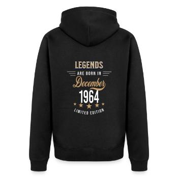 Legends werden im Dezember 1964 geboren - Unisex Premium Bio Zip Hoodie - Schwarz - Hinten - Nico (187cm)