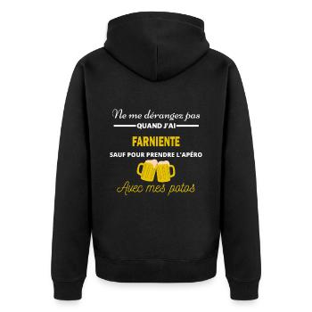 Ne me dérangez pas QUAND J'ai l'apéro farniente - Veste à capuche bio Premium Unisexe - noir - Dos - Nico (187cm)