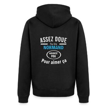 Assez doue pour etre NORMAND - Veste à capuche bio Premium Unisexe - noir - Dos - Nico (187cm)