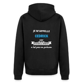 Je m'appelle excellence Cedrick - Veste à capuche bio Premium Unisexe - noir - Dos - Nico (187cm)
