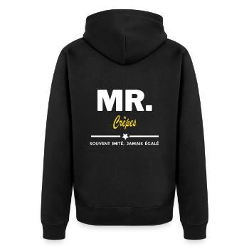 MR. souvent imité, jamais égalé Crêpes - Veste à capuche bio Premium Unisexe - noir - Dos - Nico (187cm)