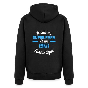 SUPER PAPA Fantastique RENNAIS - Veste à capuche bio Premium Unisexe - noir - Dos - Nico (187cm)