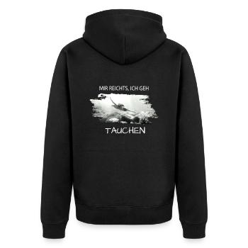 tauchen Schildkröte Spruch für Taucher - Unisex Premium Bio Zip Hoodie - Schwarz - Hinten - Nico (187cm)