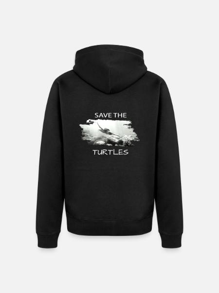 save the turtles - Unisex Premium Bio Zip Hoodie - Schwarz