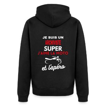 moto phrase drôle apéro ARCHIVISTE citation - Veste à capuche bio Premium Unisexe - noir - Dos - Nico (187cm)