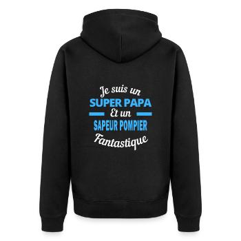 SUPER PAPA Fantastique SAPEUR POMPIER - Veste à capuche bio Premium Unisexe - noir - Dos - Nico (187cm)