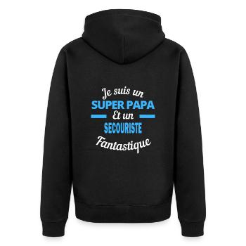 SUPER PAPA Fantastique SECOURISTE - Veste à capuche bio Premium Unisexe - noir - Dos - Nico (187cm)
