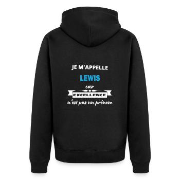 Je m'appelle excellence Lewis - Veste à capuche bio Premium Unisexe - noir - Dos - Nico (187cm)