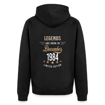 Legends are born in December 1984 - Veste à capuche bio Premium Unisexe - noir - Dos - Nico (187cm)