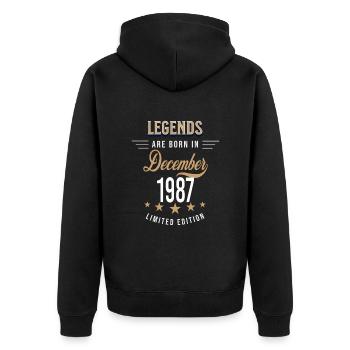 Legends werden im Dezember 1987 geboren - Unisex Premium Bio Zip Hoodie - Schwarz - Hinten - Nico (187cm)