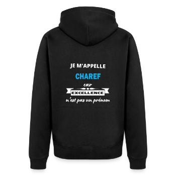 Je m'appelle excellence Charef - Veste à capuche bio Premium Unisexe - noir - Dos - Nico (187cm)