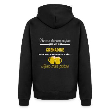 Ne me dérangez pas QUAND J'ai l'apéro grenadine - Veste à capuche bio Premium Unisexe - noir - Dos - Nico (187cm)