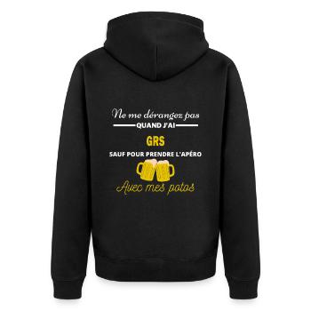 Ne me dérangez pas QUAND J'ai l'apéro grs - Veste à capuche bio Premium Unisexe - noir - Dos - Nico (187cm)