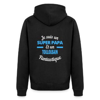 SUPER PAPA Fantastique TOULOUSAIN - Veste à capuche bio Premium Unisexe - noir - Dos - Nico (187cm)