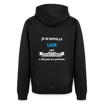 Je m'appelle excellence Luck - Veste à capuche bio Premium Unisexe - noir - Dos - Nico (187cm)