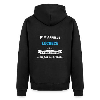 Je m'appelle excellence Lucrece - Veste à capuche bio Premium Unisexe - noir - Dos - Nico (187cm)