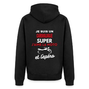 moto phrase drôle apéro CARDIOLOGUE citation - Veste à capuche bio Premium Unisexe - noir - Dos - Nico (187cm)