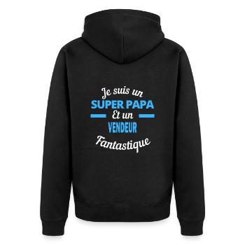 SUPER PAPA Fantastique VENDEUR - Veste à capuche bio Premium Unisexe - noir - Dos - Nico (187cm)