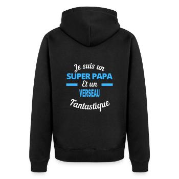 SUPER PAPA Fantastique VERSEAU - Veste à capuche bio Premium Unisexe - noir - Dos - Nico (187cm)