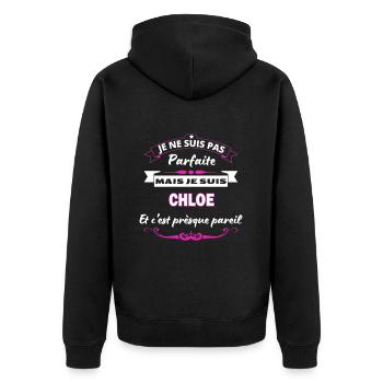 je ne suis pas Parfaite Chloe - Veste à capuche bio Premium Unisexe - noir - Dos - Nico (187cm)