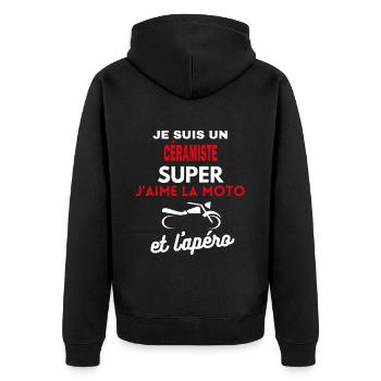 moto phrase drôle apéro CÉRAMISTE citation - Veste à capuche bio Premium Unisexe - noir - Dos - Nico (187cm)