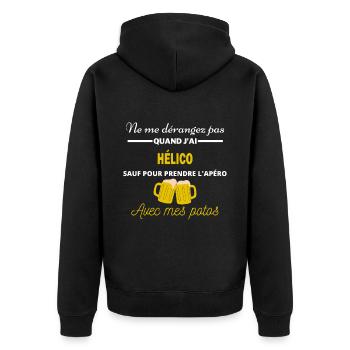 Ne me dérangez pas QUAND J'ai l'apéro hélico - Veste à capuche bio Premium Unisexe - noir - Dos - Nico (187cm)