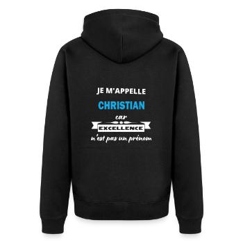 Je m'appelle excellence Christian - Veste à capuche bio Premium Unisexe - noir - Dos - Nico (187cm)