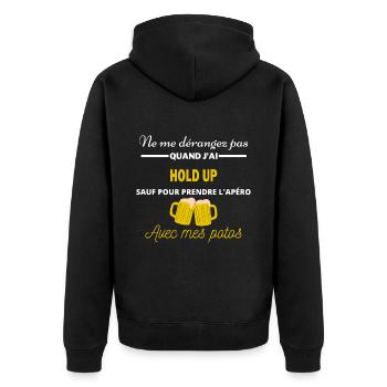 Ne me dérangez pas QUAND J'ai l'apéro hold up - Veste à capuche bio Premium Unisexe - noir - Dos - Nico (187cm)