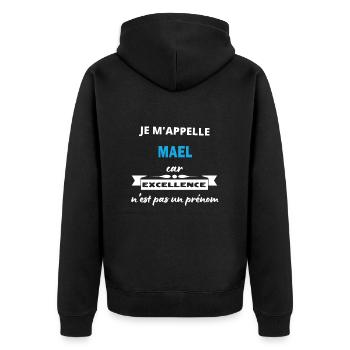 Je m'appelle excellence Mael - Veste à capuche bio Premium Unisexe - noir - Dos - Nico (187cm)