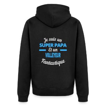 SUPER PAPA Fantastique VOLLEYEUR - Veste à capuche bio Premium Unisexe - noir - Dos - Nico (187cm)