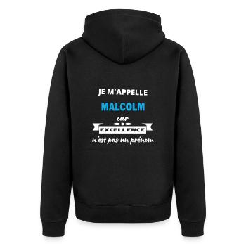 Je m'appelle excellence Malcolm - Veste à capuche bio Premium Unisexe - noir - Dos - Nico (187cm)