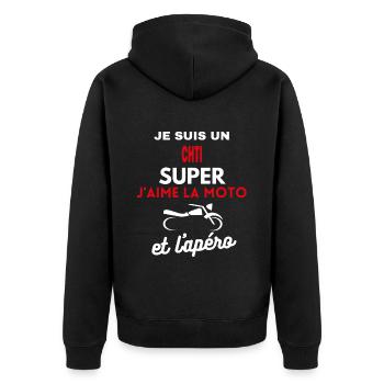 moto phrase drôle apéro CHTI citation - Veste à capuche bio Premium Unisexe - noir - Dos - Nico (187cm)