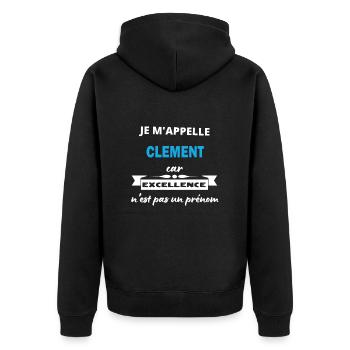 Je m'appelle excellence Clement - Veste à capuche bio Premium Unisexe - noir - Dos - Nico (187cm)