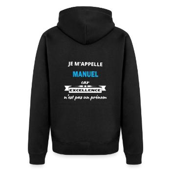 Je m'appelle excellence Manuel - Veste à capuche bio Premium Unisexe - noir - Dos - Nico (187cm)