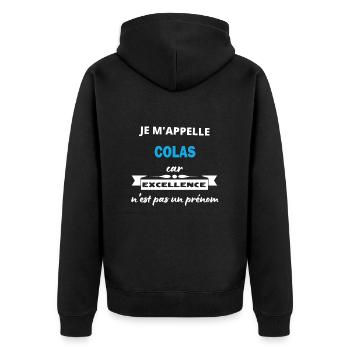 Je m'appelle excellence Colas - Veste à capuche bio Premium Unisexe - noir - Dos - Nico (187cm)