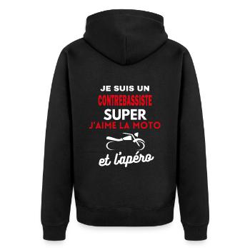 moto phrase drôle apéro CONTREBASSISTE citation - Veste à capuche bio Premium Unisexe - noir - Dos - Nico (187cm)